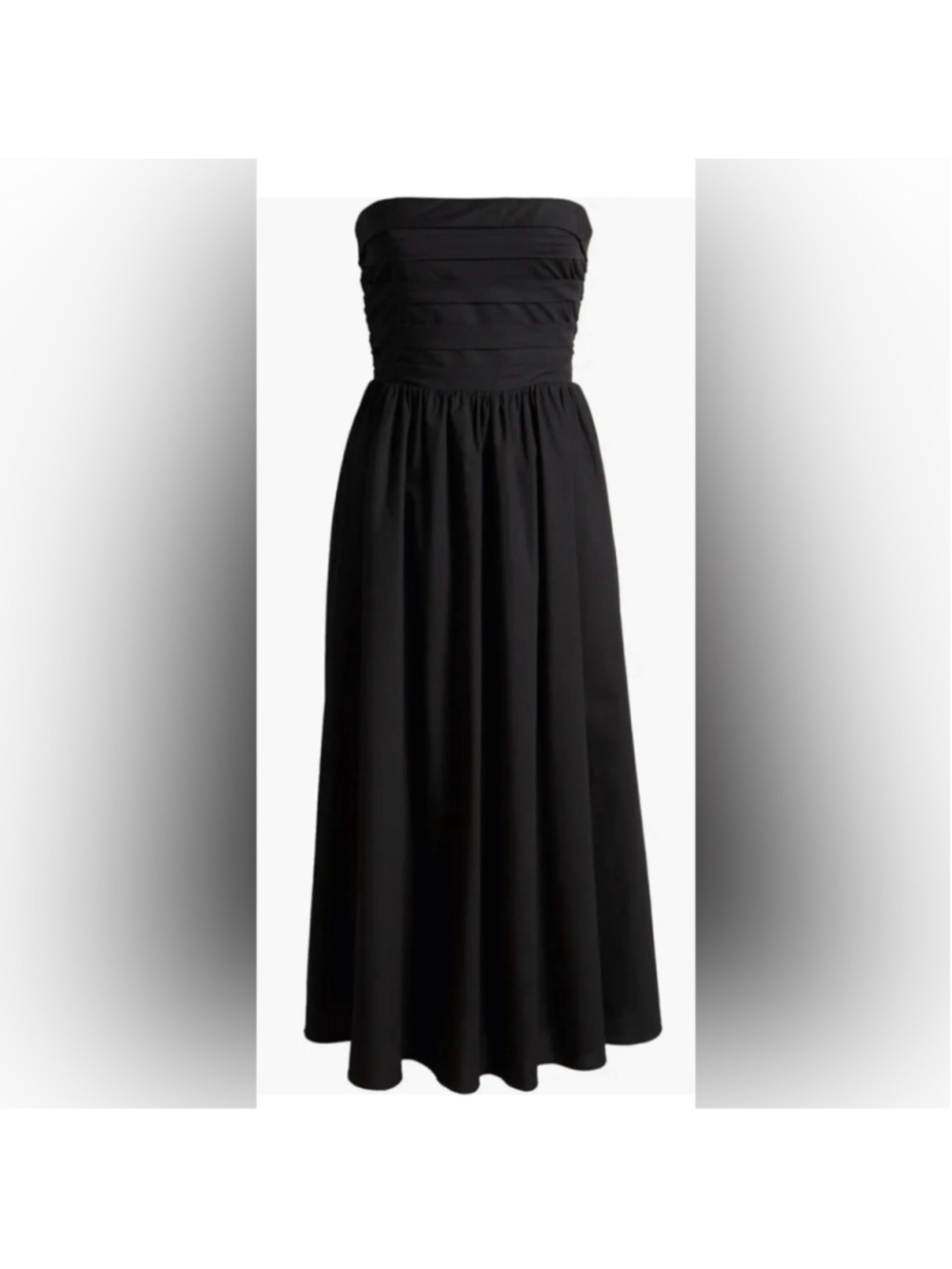 WAYF Black Strapless Dress x styled by Coco! pleated midi